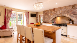 Kitchen at The Old Millhouse Estate near Edinburgh, riverside grounds